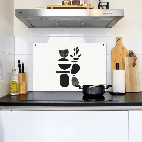 Japandi - Zwart - Abstract Inductie beschemer met haakjes klein -sfeer2