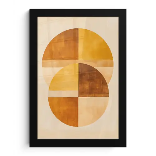 Cirkels - Geel - Minimalistisch fotolijst zwart zonder passe partout klein -3d