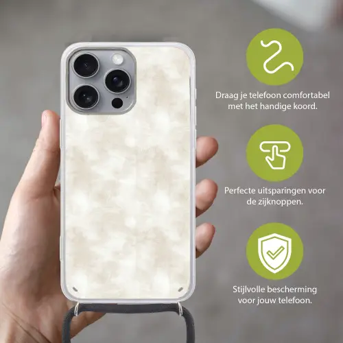 Subtiel - Structuur - Beige Hoesje iPhone 16 Pro Max met koord klein 804 -sfeer2_NL