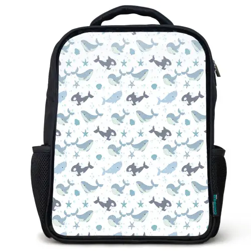 Oceaan - Walvis - Orka - Blauw Rugzak - Zwart middel 861 -3d