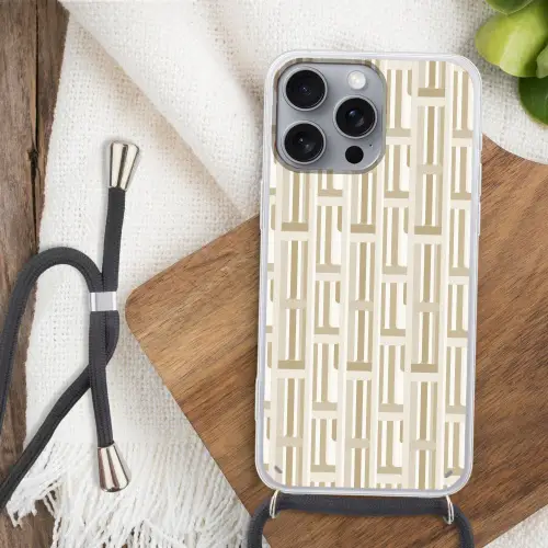 Modern - Geometrisch - Beige Hoesje iPhone 16 Pro Max met koord klein 804 -sfeer4