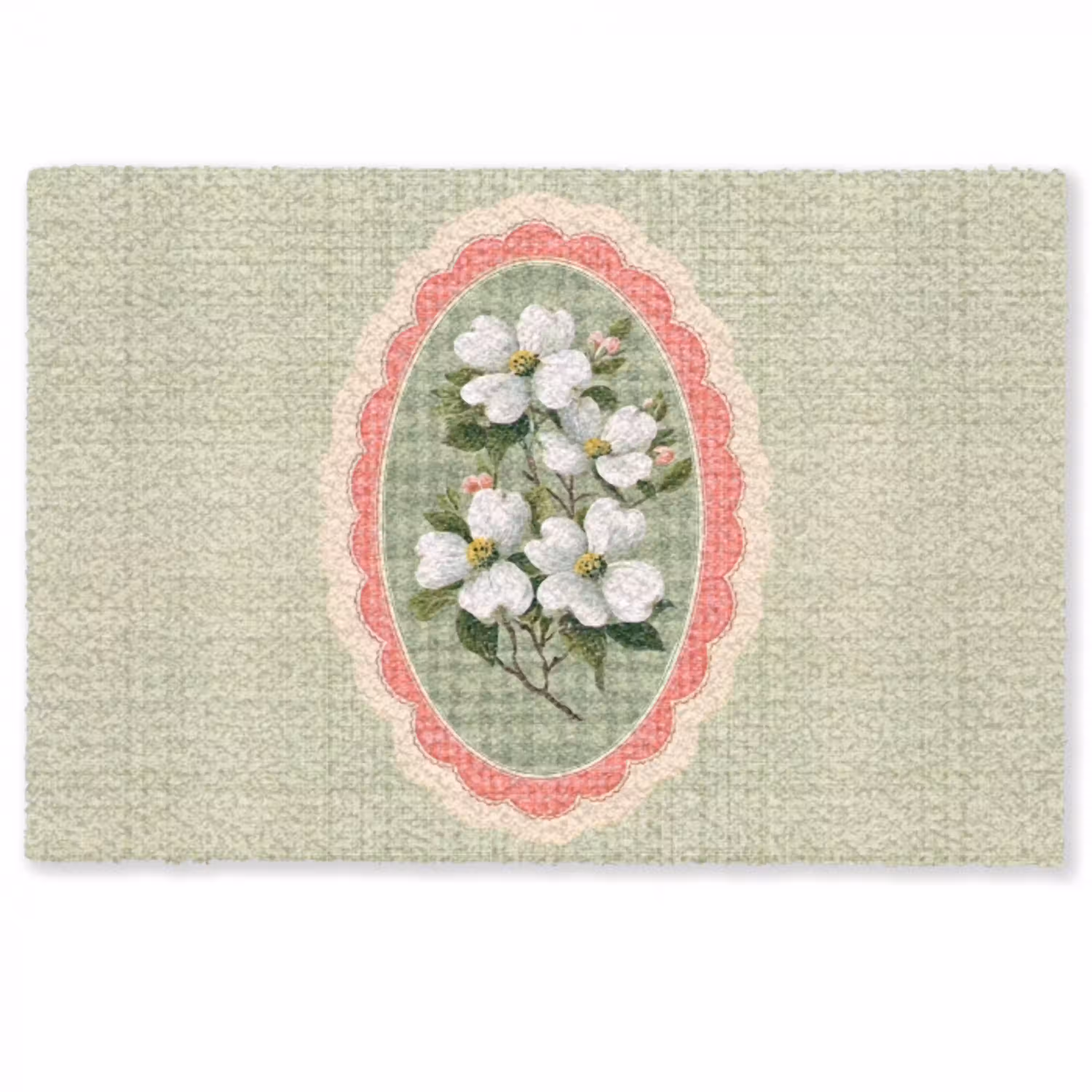 Bloemen - Illustratie - Geruit - Groen Deurmat klein -zkaufland3d