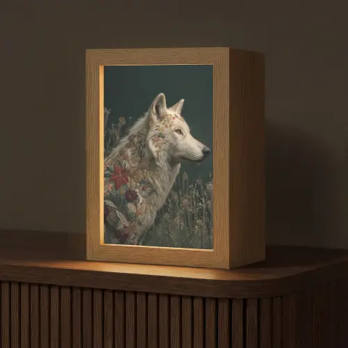 Wolf - Bloemen - Natuur Light Box met kabel (Tafellamp) klein -z3d_website