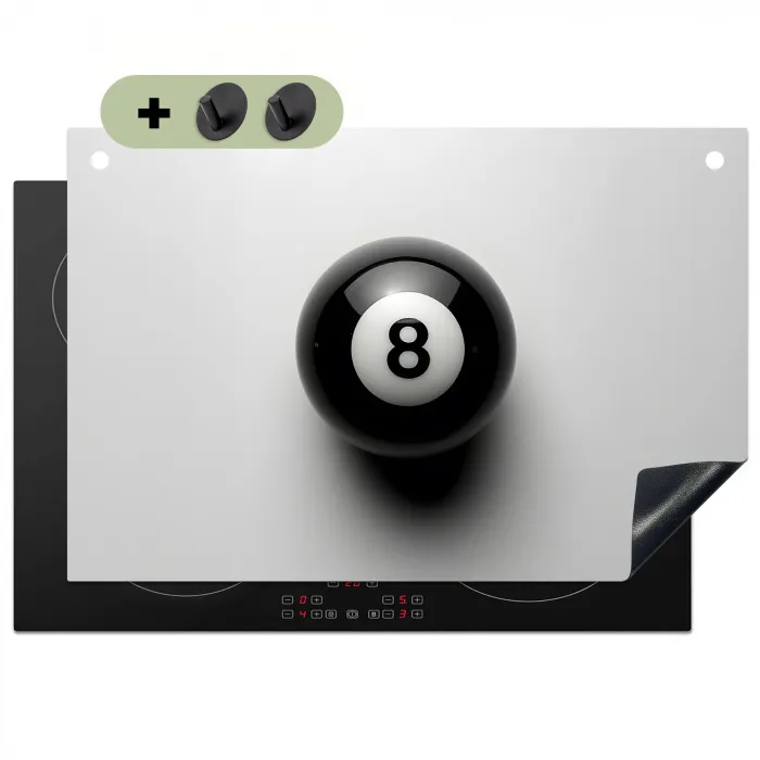 Biljartbal - Getal - Acht - Wit Inductie beschemer met haakjes klein -3d