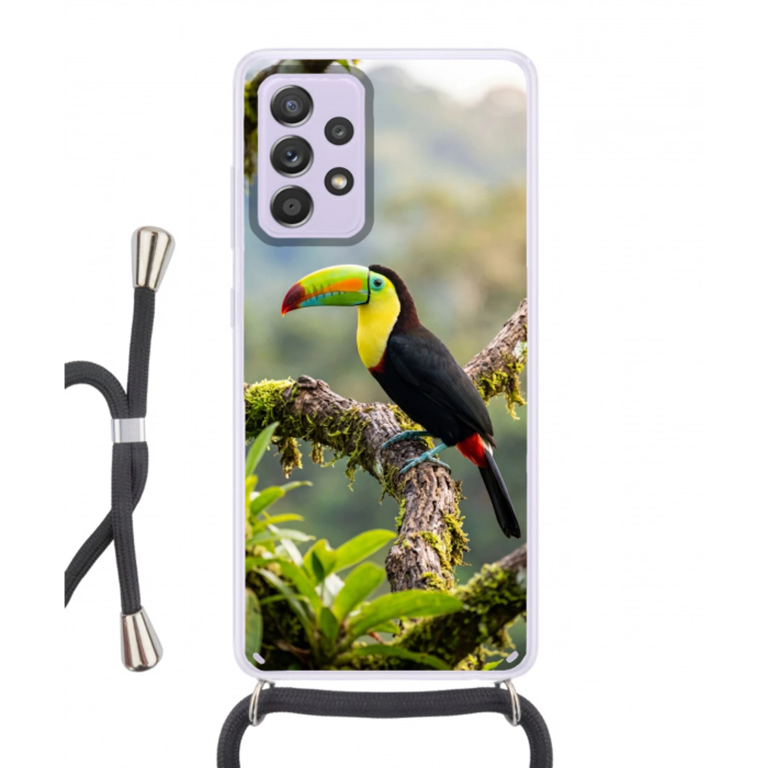 Toekan - Jungle - Natuur - Kleurrijk Hoesje Samsung Galaxy A52 5G met koord klein -3d