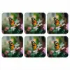 Roze bloemen - Vlinder - Zachte focus onderzetter kurk middel -3d