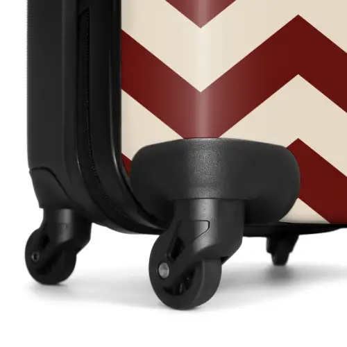 Zigzag patroon in rood en crème NBS - Handbagage koffer - Unisex middel -wiel