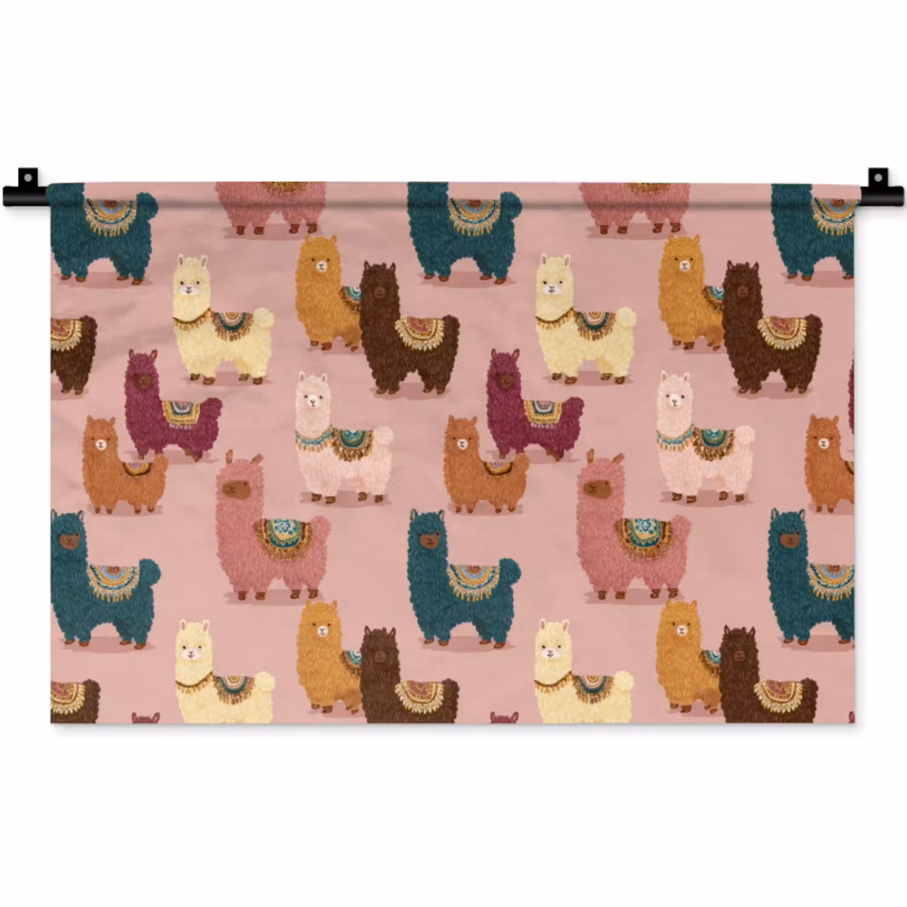 Alpaca's - Patroon - Kleurrijk Wandkleed katoen klein 269 -zz3d