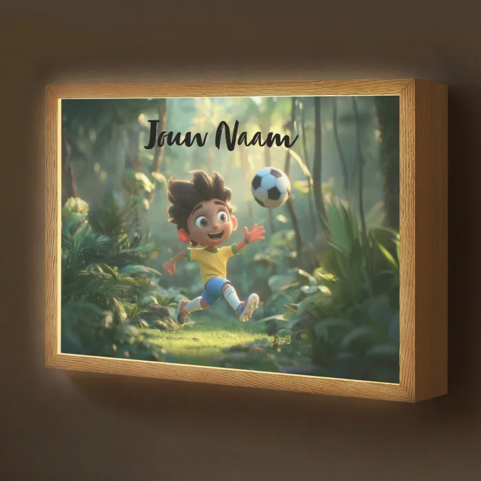 Voetbal - Jongen - Bos Light Box met batterij (Wandlamp kind) middel -z3d_website