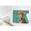 Luipaard - Bloemen - Kroon muismat rubber klein -witbureau