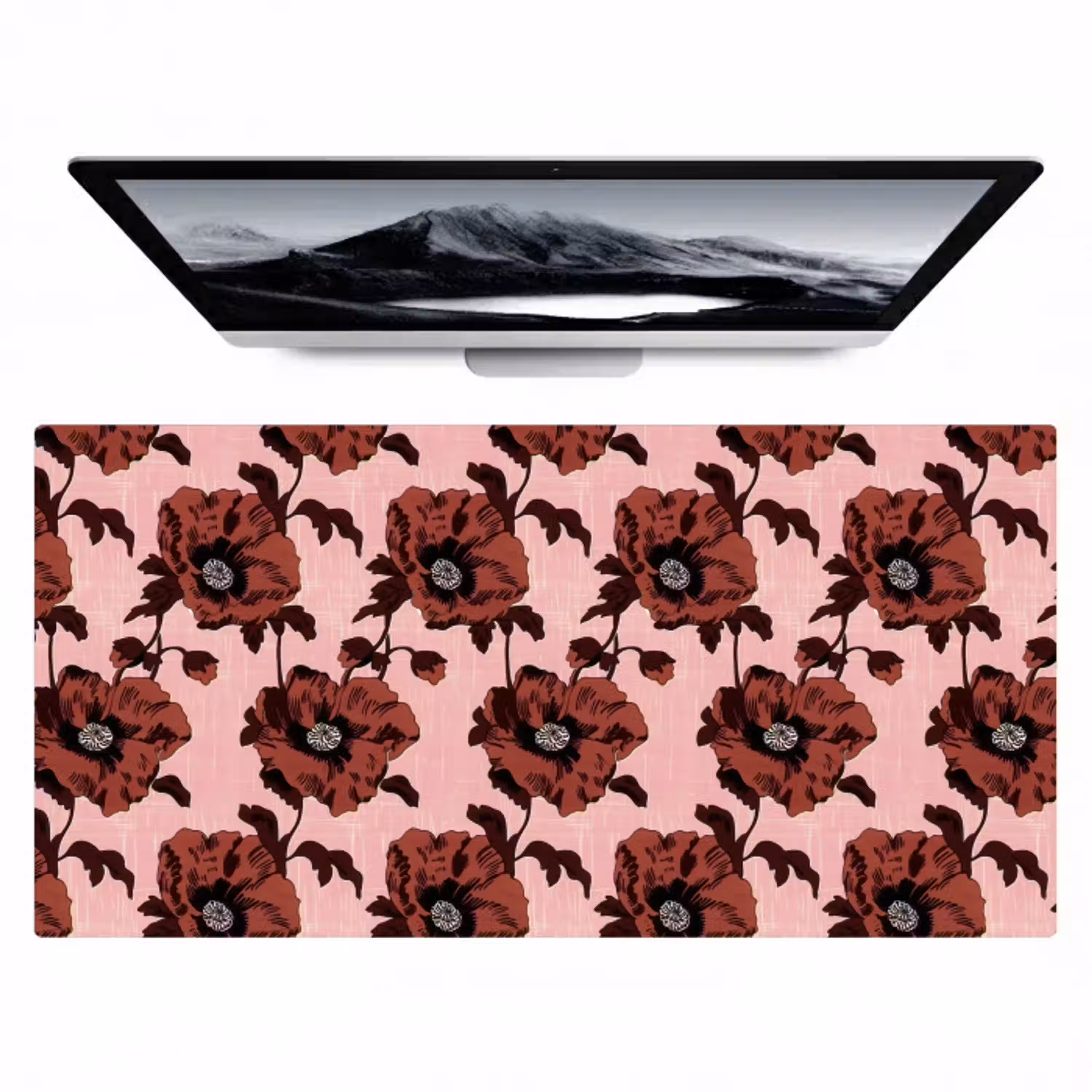Bloemen - Retro - Rood Muismat XXL klein 681 -zzz3d