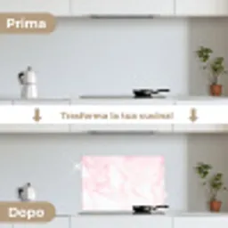 Marmer - Wit - Roze - Chic - Marmerlook keuken achterwand spatscherm klein -voor_na_IT
