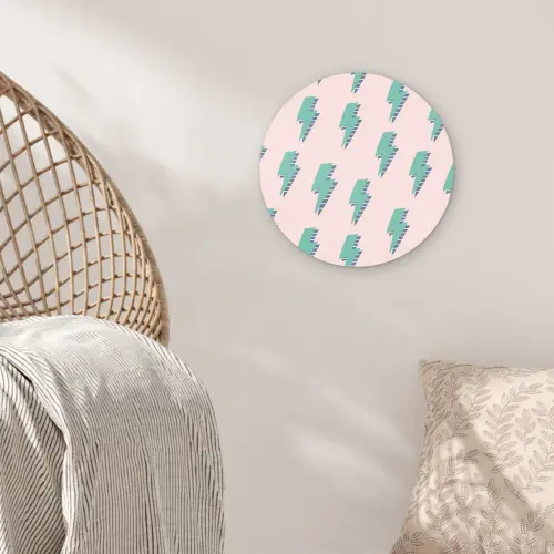 Patroon - Bliksem - Roze - Groen Wandcirkel plexiglas klein 852 -sfeer5