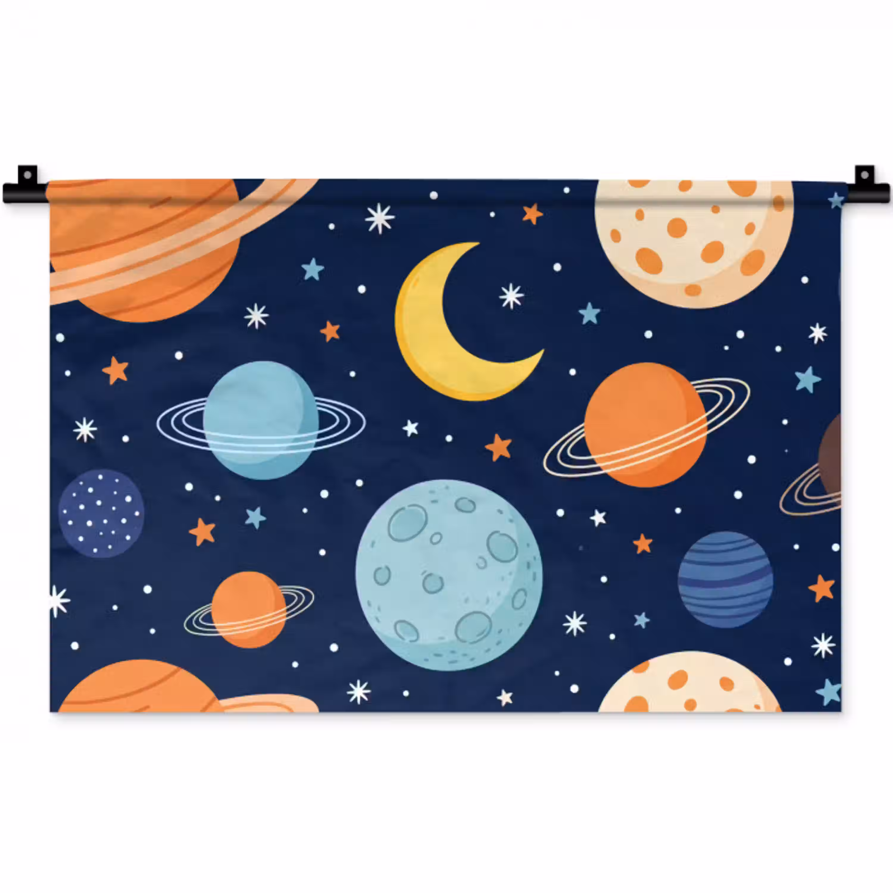 Ruimte - Planeten - Kleurrijk Wandkleed katoen klein -zz3d
