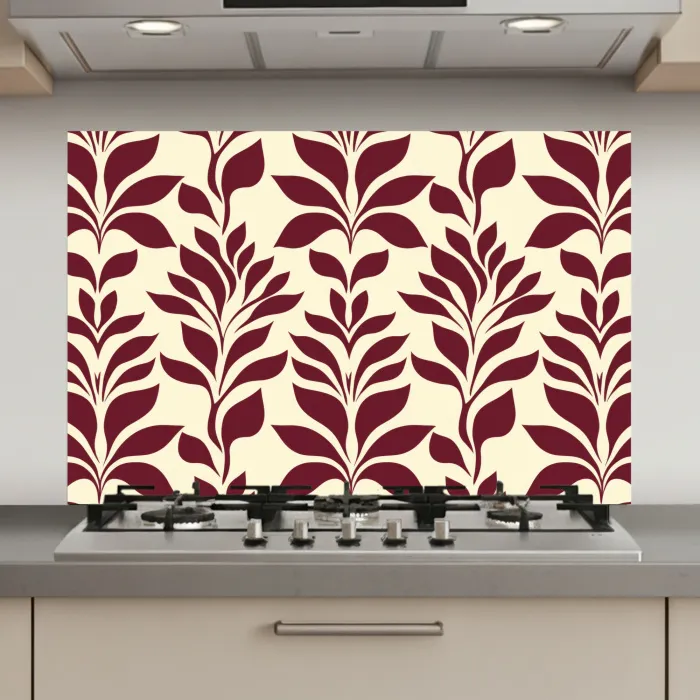 Abstract - Bladeren - Burgundy keuken achterwand spatscherm klein 900 -3d_website