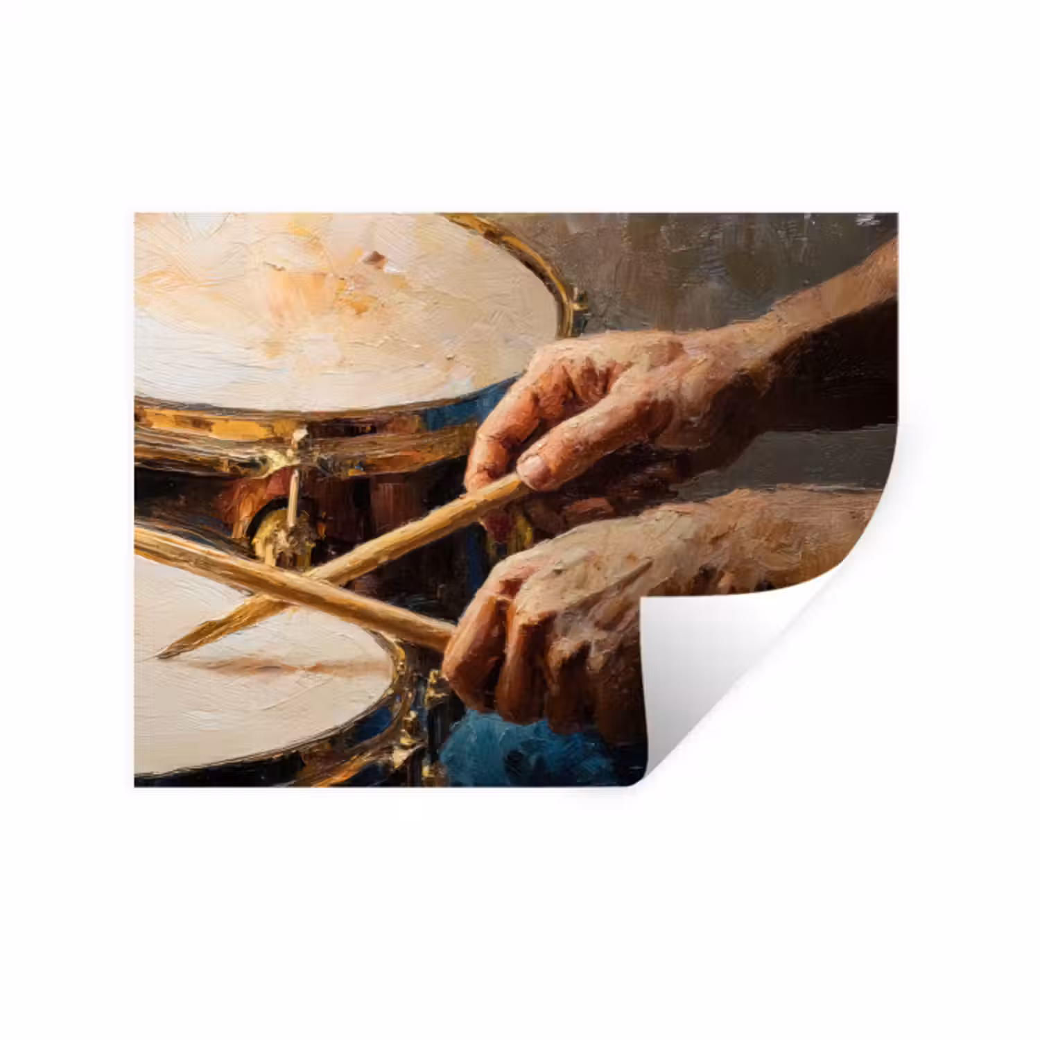 Muursticker - Drumstokken - Olieverf - Man