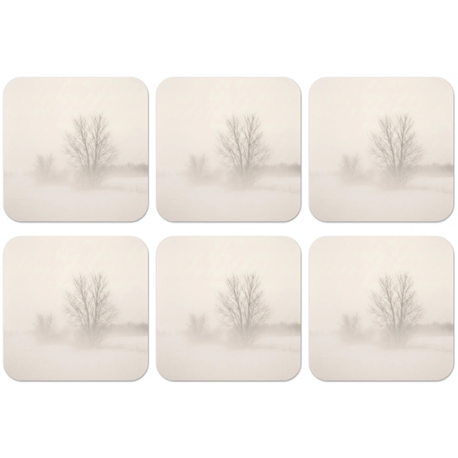 Boom - Mist - Sneeuw - Winter - Minimalistisch onderzetter kurk middel -zkaufland3dotto