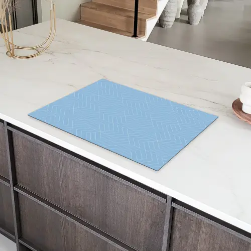 Blauw - Wit - Lijnen - Patroon Inductie beschermer vinyl 3mm klein 276 -sfeer8