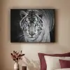 Tijger - Dier - Zwart - Blauw - Modern Textielframe zwart klein -sfeer1