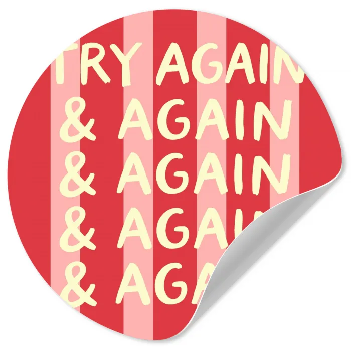 Strepen - Rood - Try again Wandcirkel behangsticker klein -3d