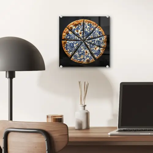 Pizza - Eten - Delftsblauw plexiglas 5mm klein -sfeer6