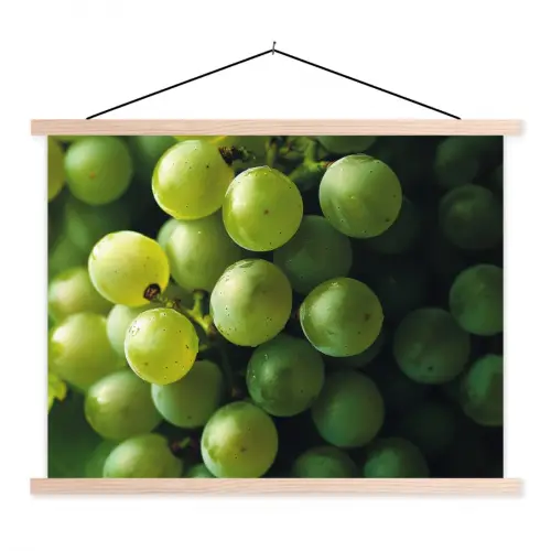 Druiven - Tros - Groen textielposter latten blank klein -3d
