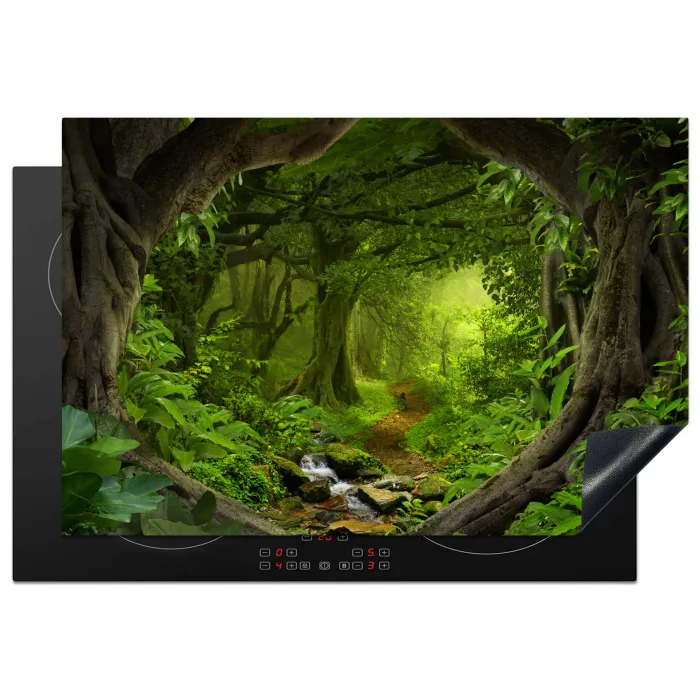 Jungle - Groen - Natuur - Tropisch - Planten Inductie beschermer vinyl 3mm klein -3d