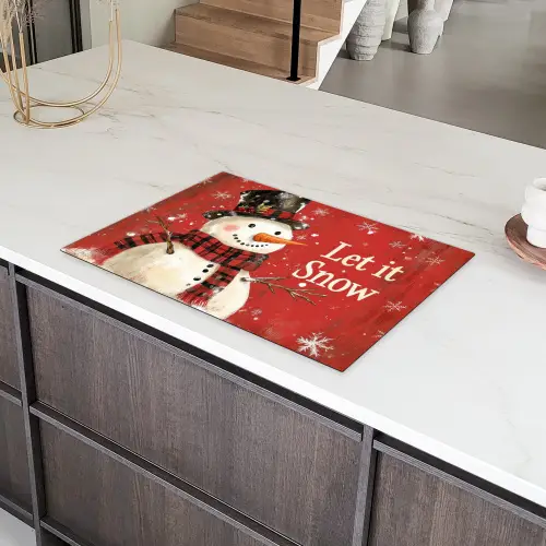 Sneeuwpret - Winter - Sneeuwpop Inductie beschermer vinyl 3mm klein -sfeer8