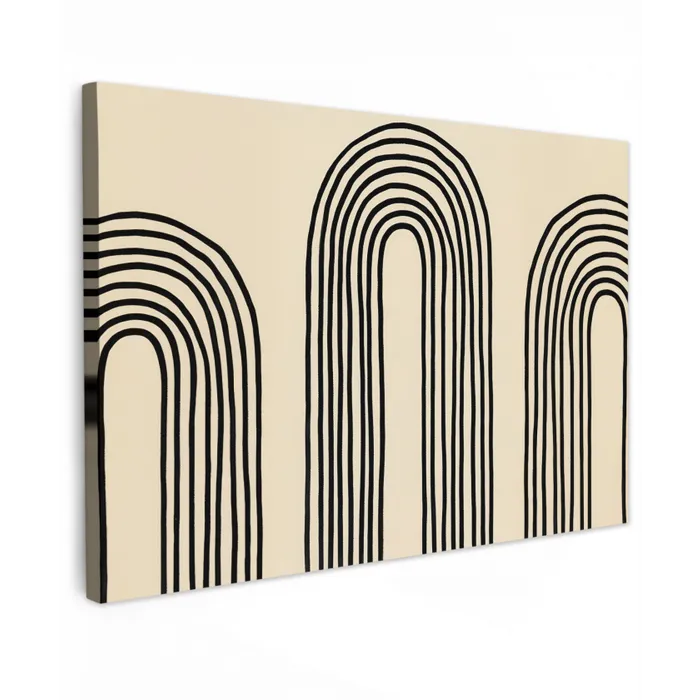 Boogvormen - Zwart - Strak canvas 2cm klein -z3d