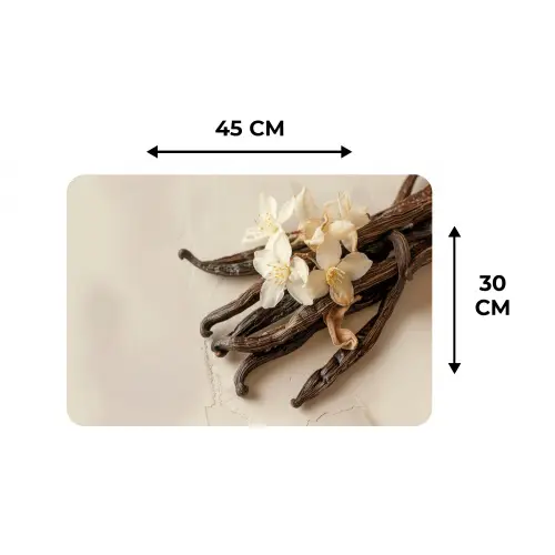 Vanille - Bloemen - Beige Placemat vinyl groot -specs