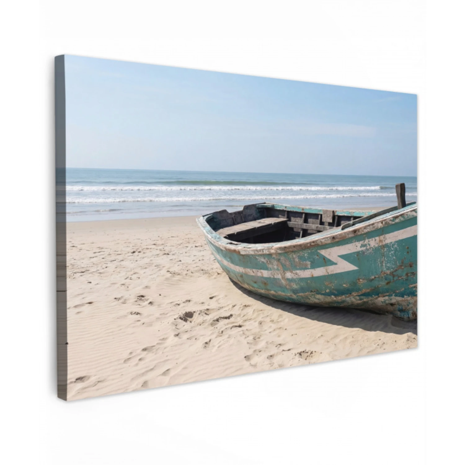 Boot - Zandstrand - Zee Tuinposter op houten frame 2 cm dik klein -3d