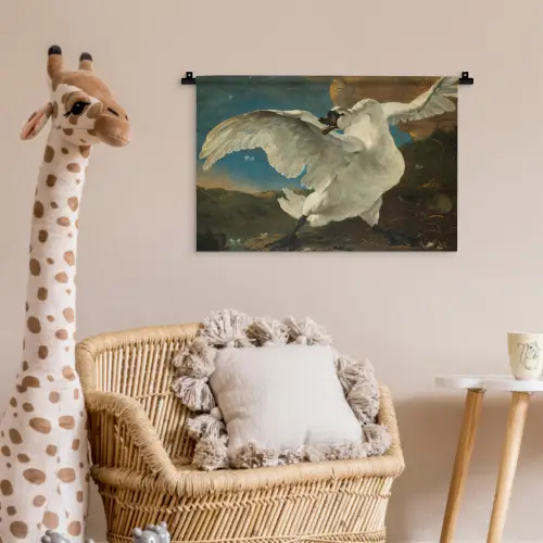 De bedreigde zwaan - Schilderij van Jan Asselijn Wandkleed katoen klein -wsfeer5_kind