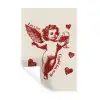 Cupido - Hartjes - Rood - Klassiek Muursticker klein -3d