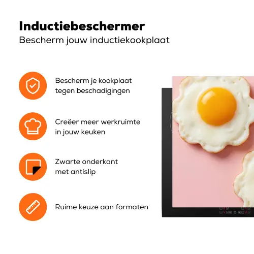 Eieren - Bloem - Roze Inductie beschermer vinyl 3mm klein -zzzzzzz-td-ups