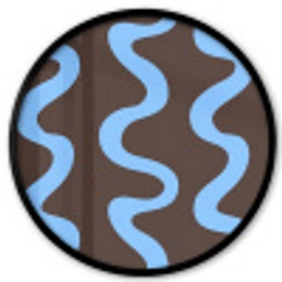 Kronkelende lijnen - Blauw - Bruin - Minimalistisch Fotolijst rond zonder passe partout klein 856 -3d