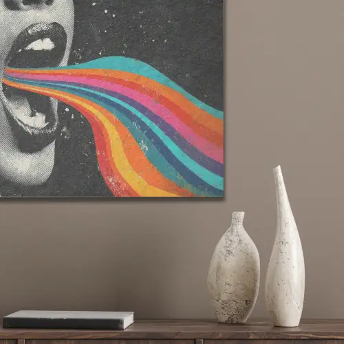 Mond - Golven - Regenboog PET vilt klein -sfeer6_closeup