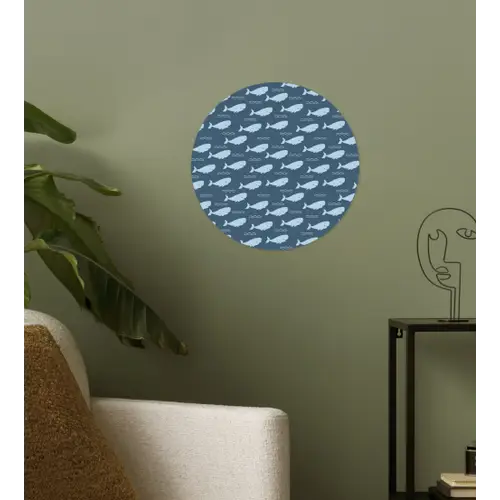 Klein - Oceaan - Golven - Blauw Wandcirkel behangsticker klein 186 -sfeer2
