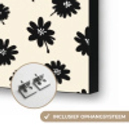 Madeliefjes - Grafisch - Zwart - Beige Textielframe zwart klein 947 -USP_ophangsysteemNL
