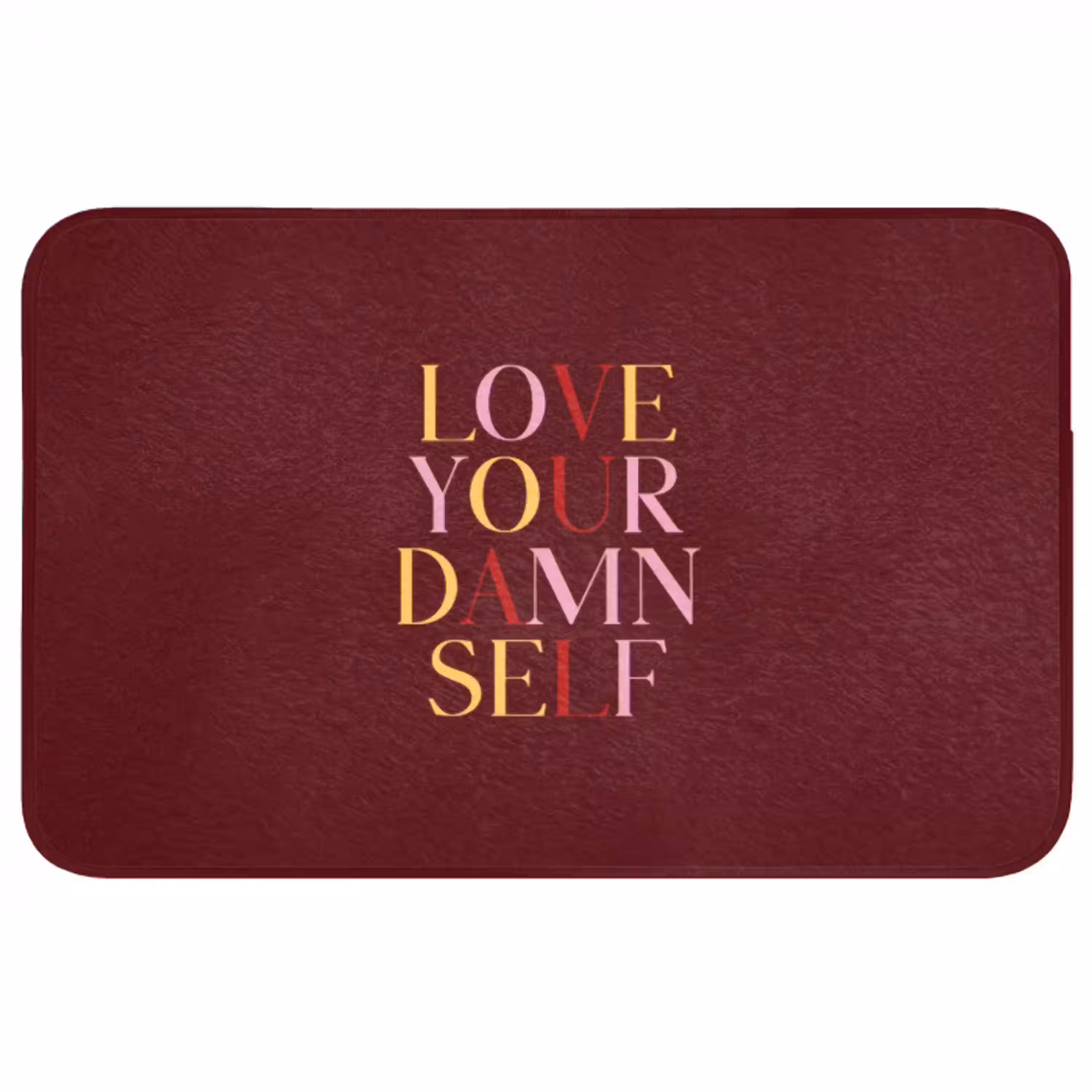 Love your damn self - Kleurrijk - Bordeaux Badmat middel -3d