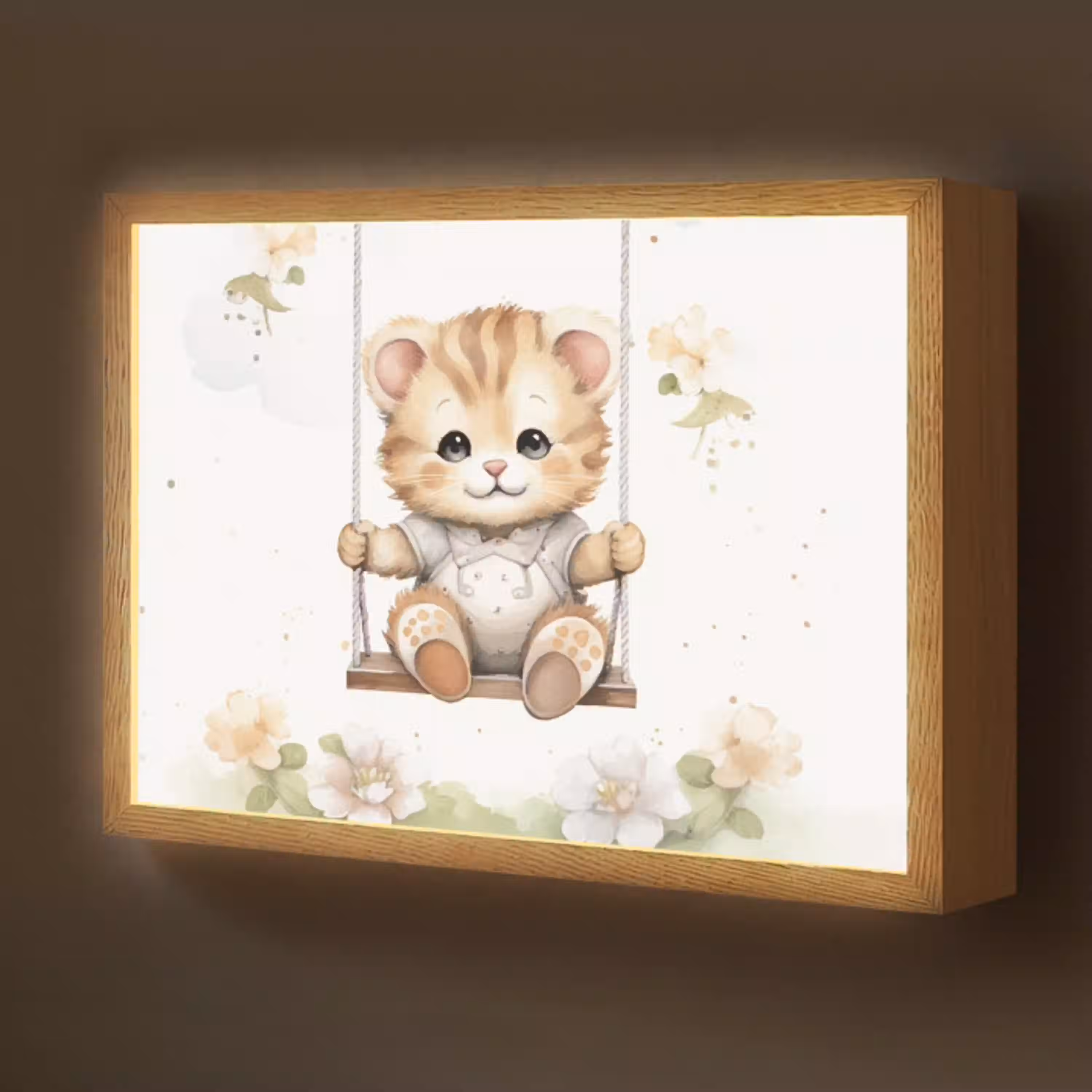 Poes - Baby - Dier - Kinderen Light Box met batterij (Wandlamp kind) middel -z3d_website