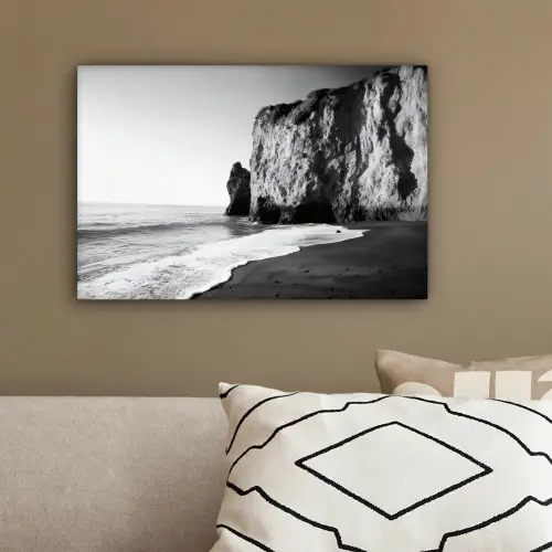 Strand - Klif - Golven - Voetstappen canvas 2cm klein -sfeer3