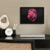 Leeuw - Zwart - Roze - Neon fotolijst zwart zonder passe partout klein -sfeer1