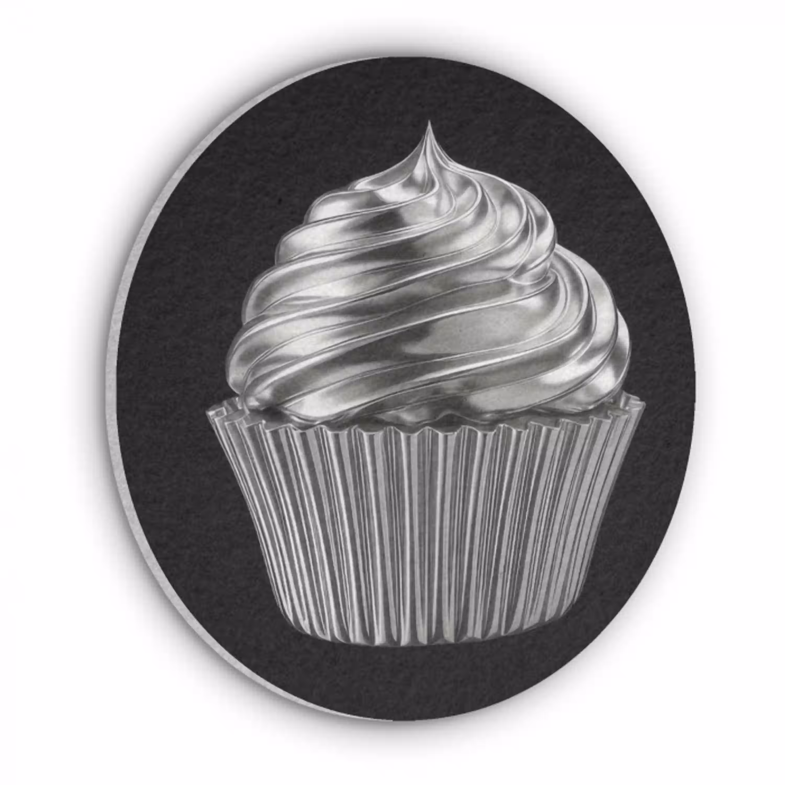 Cupcake - Luxueus - Zilver Akoestische PET Vilt - Rond klein -3d