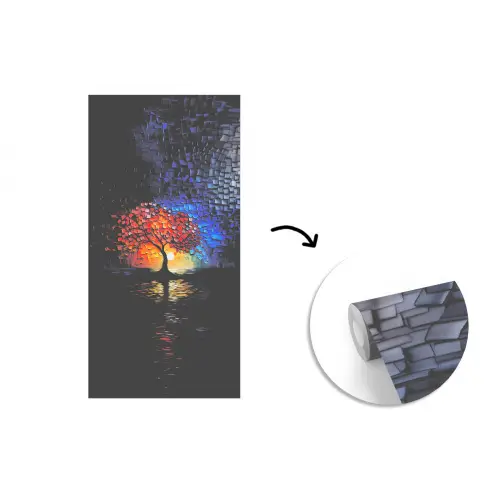 Boom - Blauw - Bladeren - Vakken fotobehang vinyl groot -3d