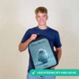 Blauw pluizig monster met hoorns Rugzak - Zwart middel -sfeer7_DE