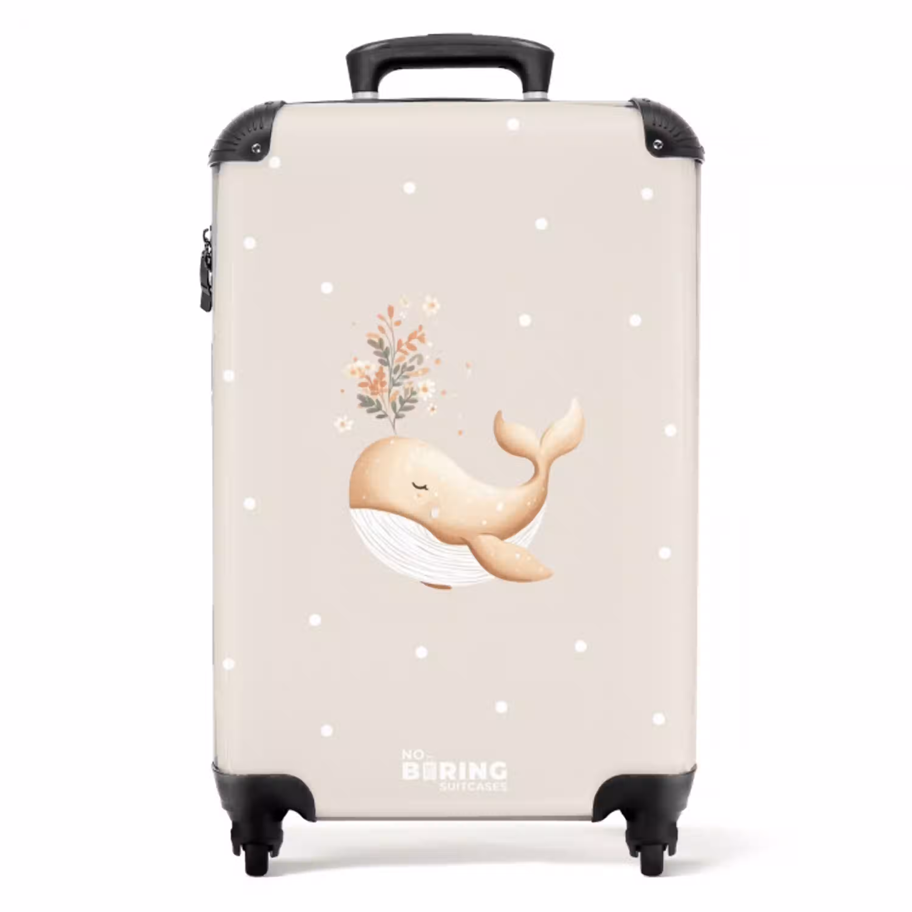 Beige walvis in bloemenzee NBS - Handbagage koffer - Volwassenen Unisex middel -productfoto_recht