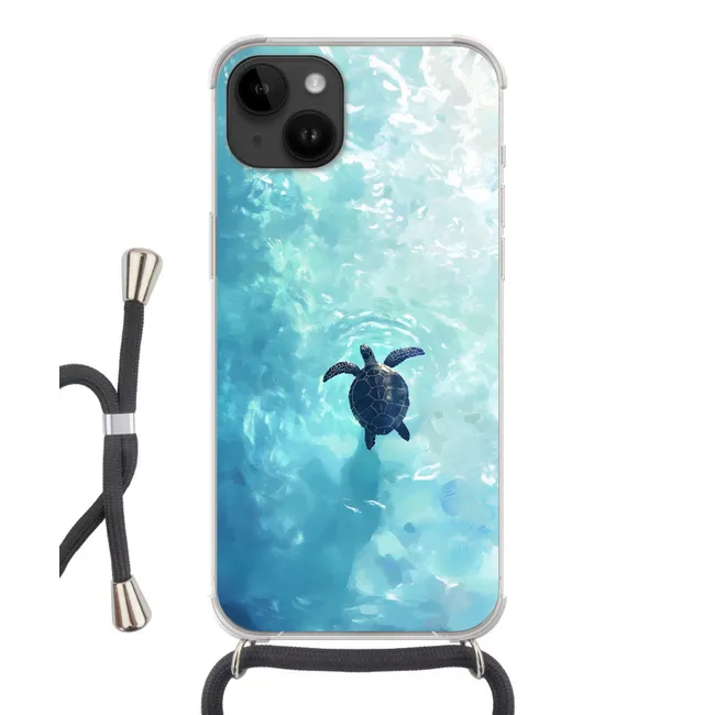 Handyhülle mit Band - Schildkröte - Meer - Blau - Glitzern