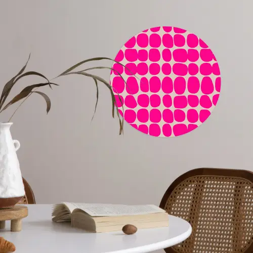 Stippen - Patroon - Roze Wandcirkel behangsticker klein 186 -sfeer3