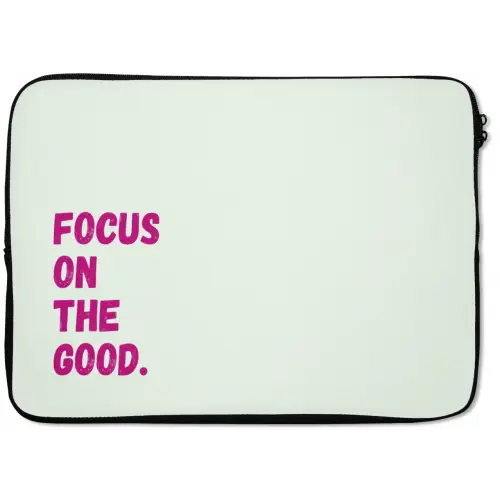 Focus on the good - Beige - Roze laptophoes neopreen klein -zkaufland3dotto