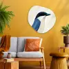 Illustratie - Blauw - Vogel Wandcirkel Organisch Aluminium middel -sfeer4